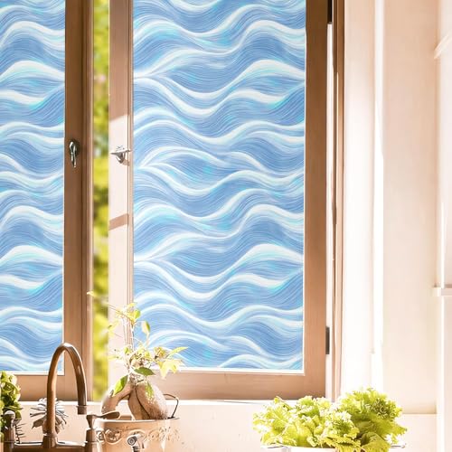 Vinilo decorativo adhesivo 15.7x118 pulgadas Blanco Azul miniatura 1