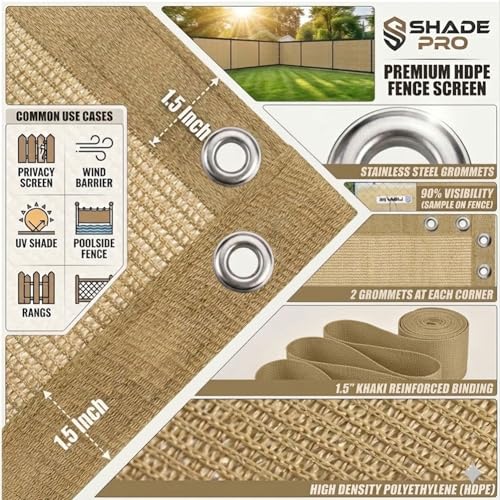 90% Shade Cloth Sun Shade Fabric Privacy Screen Shade Cover for Patio Garden Pergola Shade Cover Canopy with Gromments by EMERIT - Image 4