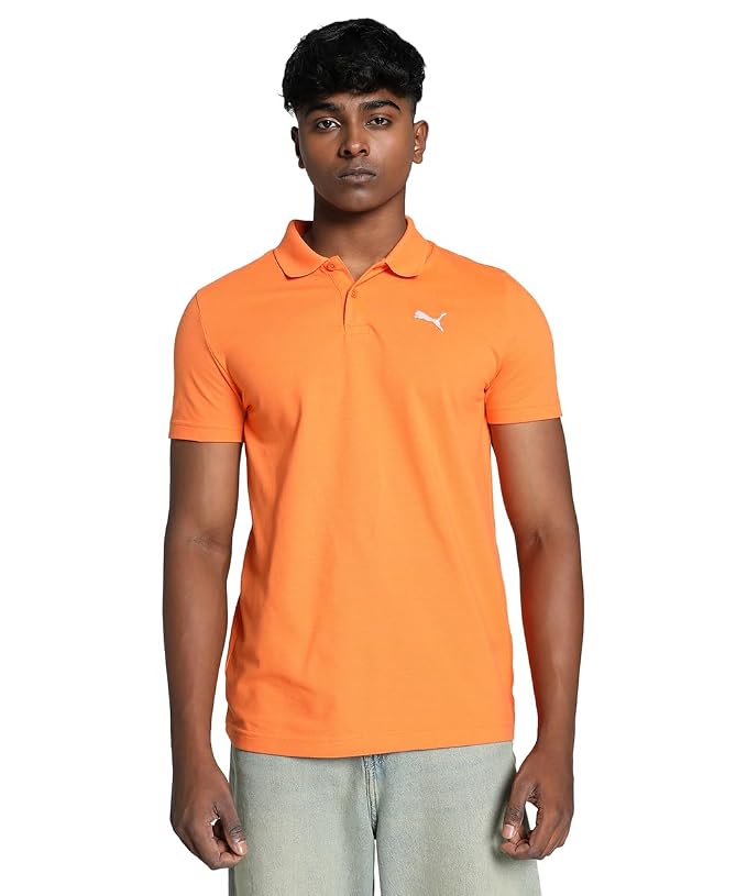 PUMA Men's Cotton Slim Fit Polo Shirt (687093_Rickie Orange, Large)