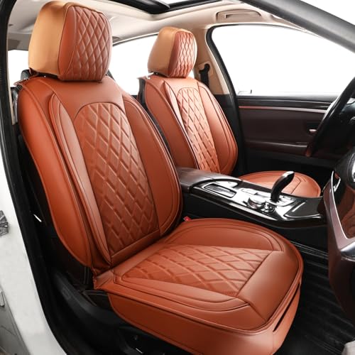 Image of MIROZO Seat Covers Full Set,Leather Seat Covers Waterproof Seat Cover Automotive Seat Covers Car Seat Protector Vehicle Cushion Cover Universal Fits for Sedan, Truck and SUV (Full Set, Brown)