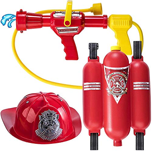 Casque de pompier pour enfants Bakaji avec lance à eau et extincteur jouet