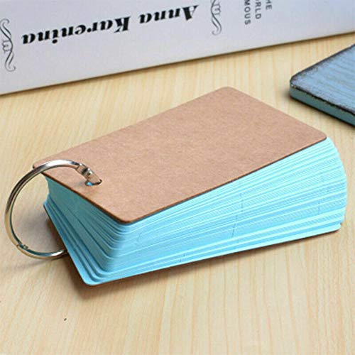 Vogueing Tool Revision Cards，Blank 6Pcs Study Cards Revision Paper Flip Index With Binder Ring(Blue)