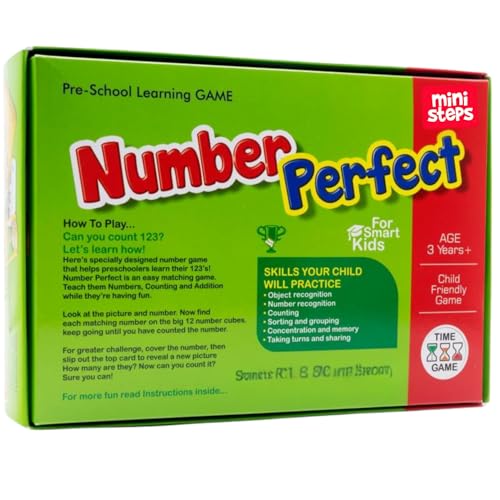 Image of Mini Steps Number Learning Flash Card Game - 2-in-1 Preschool Educational Toy for Kids, Boys & Girls (Ages 3-8)