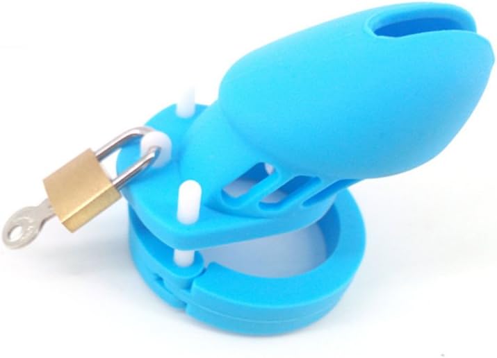 Silicone Devices Male Anti-Off cage with 5 Rings Briefs(Blue)
