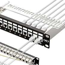 Iwillink 10Gbps Patch Panel 12 Port, RJ45 Through Coupler Cat7 Patch Panel STP Shielded with Back Bar, 10 Wallmount or Rackmount, Compatible with Cat7, Cat6A, Cat6, Cat5e, Cabling