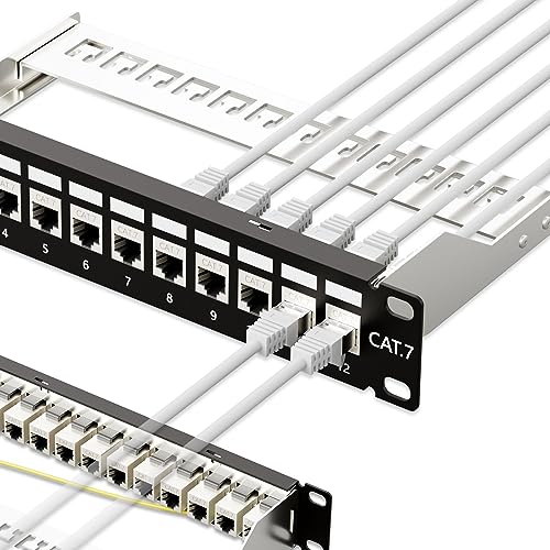Panel de conexión Cat7 STP con 12 puertos RJ45 para montaje en rack o pared de 10 pulgadas