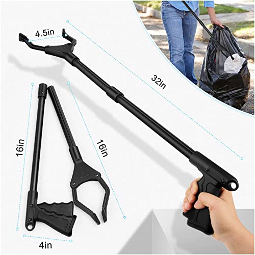2-Pack Reacher Grabber Pickup Tool, 32" Long Grabber Tool, Trash Picker Grabber For Elderly Grab It Reaching Tool, Garbage Picker Upper Grabber, Litter Pick Up Grab Tool, Claw Grabber Stick (Black) #TOP1
