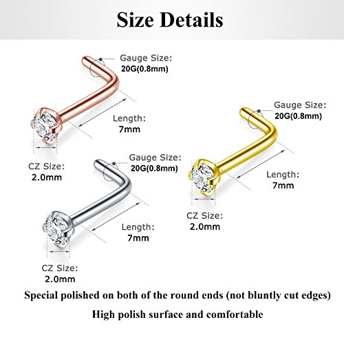 Briana Williams Nose Studs Nose Rings for Women 18G 20G Corkscrew Nose Ring Stainless Steel Nose Screw Studs Nose Rings Studs Surgical Steel Nostril Nose Piercing Jewelry2