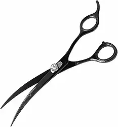 Tesoura Maryam Curva 7" Tosa Profissional Cachorro Pet Shop (Preta)