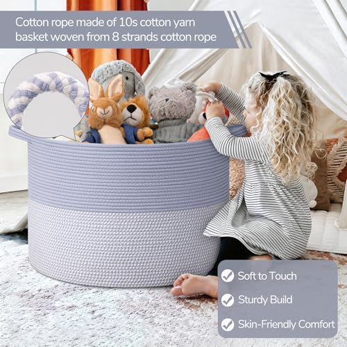 Image of INDRESSME 115L Extra Large Rope Basket, Organizing Storage for Nursery Living Room Home Decor., Decorative Woven Laundry Basket, Towel, Gift Baskets, Blue