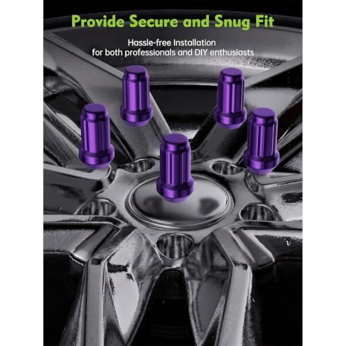 Image of AUTOPTIM M12x1.5 Spline Lug Nuts - 20Pcs Purple Closed End Nuts with Socket | Replacement for Honda Accord CRV Civic Pilot Chevy Impala Malibu Acura, 6 Point Conical Seat Aftermarket Wheel Tire Nuts