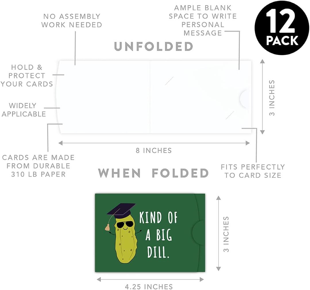 Andaz Press 12-Pack Assorted Funny Graduation Gift Card Holders 3 x 4.25-Inch Sleeves for Gift Cards, Money, Tassel Was Worth The Hassle Graduation Cards, Money Holders for 2026 Grad, Graduation Gifts