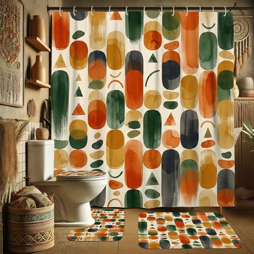Rideau de douche polyester imperméable 183 x 183 cm motif géométrique abstrait - 4