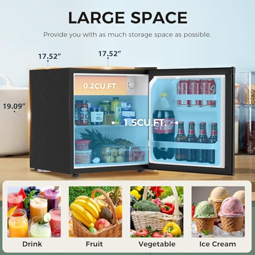 Image of Antarctic Star 1.6 Cu. Ft Mini Fridge with Freezer,Small Compact Refrigerator with Single Reversible Door, Removable Shelves, 7 Adjustable Thermostat, for Dorm /Bedroom /Office,Black