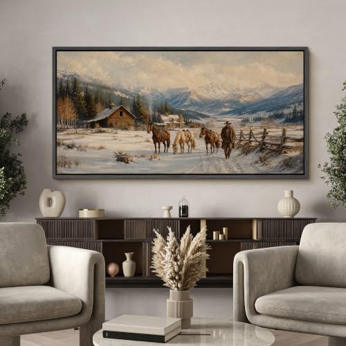 Image of MUDECOR Extra Large Framed Canvas Print Wall Art Ranch Art for Living Room