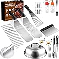 33PCS Griddle Accessories Kit for Blackstone, Flat Top Grill Accessories, Set with Spatulas, Skewers, Sauce Bottles, Egg Rings, Melting Dome, Scraper