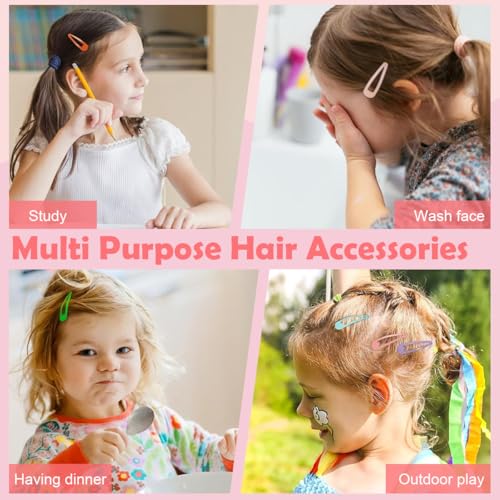 Image of PATPAT 40Pcs Cute Hair Clips for Girls Kids, Colorful Alloy Bangs Hair Pins for Girls with Mesh Drawstring Bag