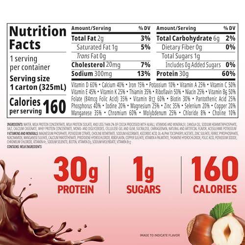 Image of BOOST MAX Protein Shakes Ready to Drink - 30g High Protein Shake - Hazelnut | Nutritional Drinks to Support Muscle Recovery After Exercise, 26 Vitamins & Minerals, 1g Sugar, 11 fl oz (Pack of 18)