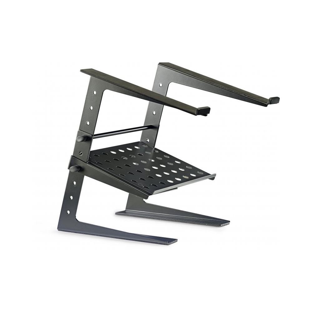 Stagg DJS-LT20 DJ PRO Solid Steel Laptop Stand + Extra Shelf, Black, Non Slip, 2