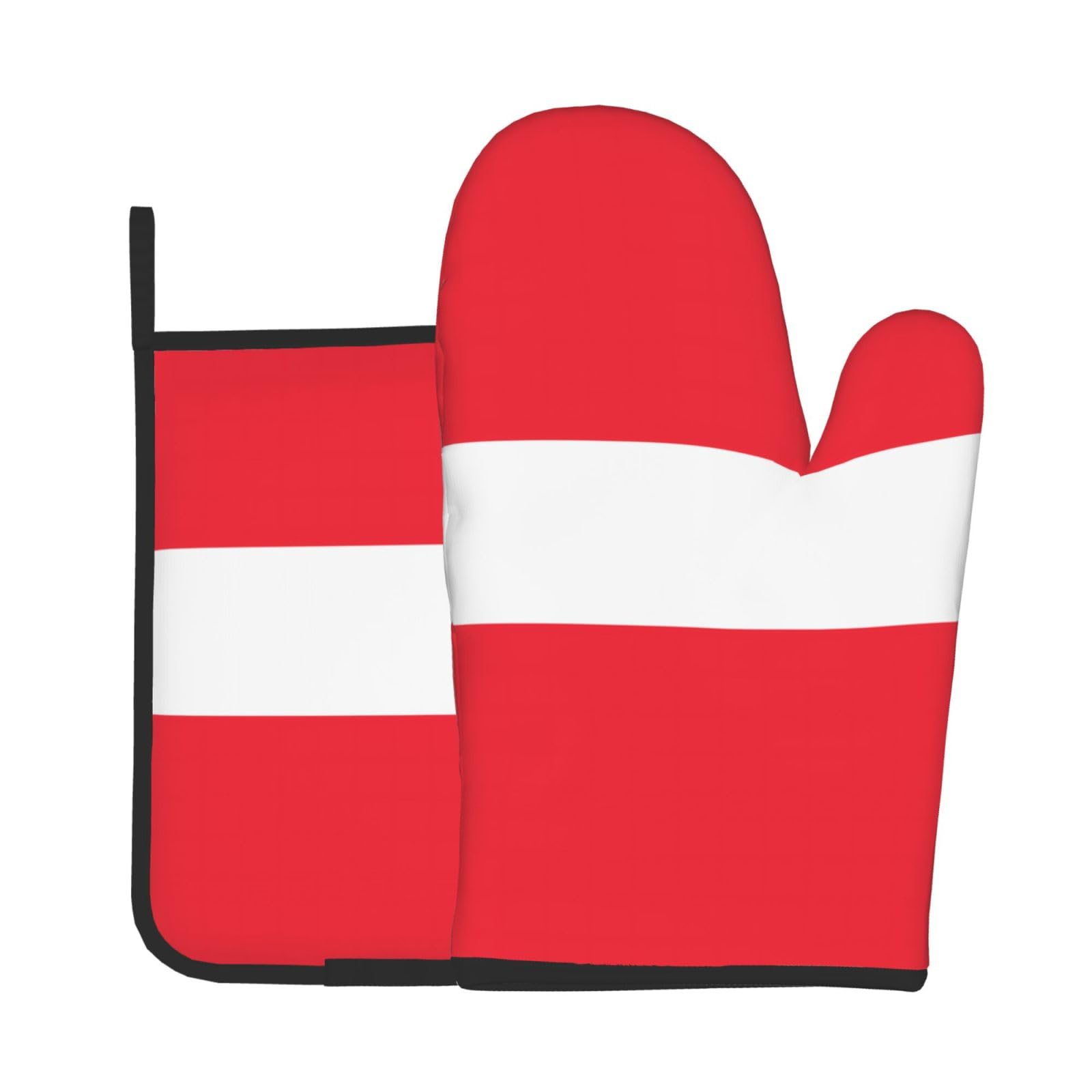 Oven Mitts and Potholders Set of 2 for Kitchen Baking Cooking GrayAustrian Flag Thick and Durable