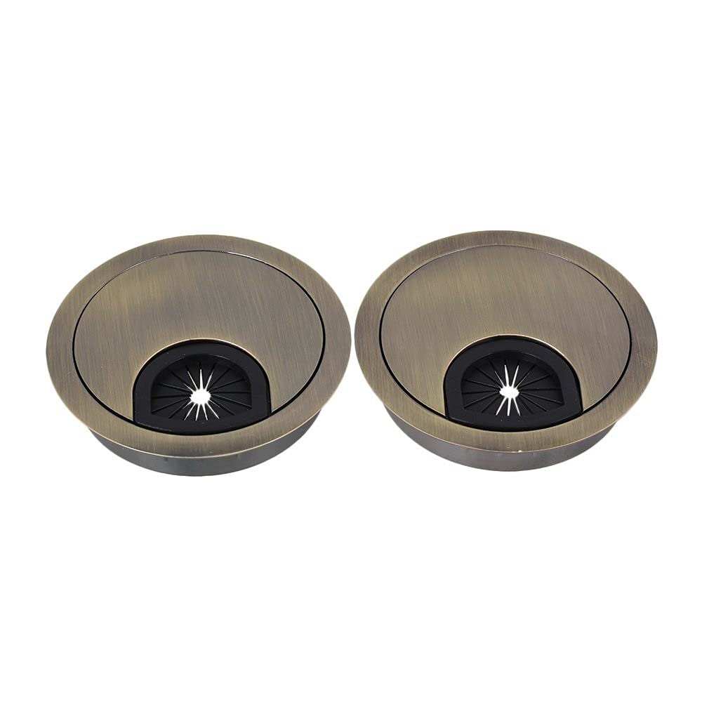przelotka na biurko Biurko przelotka kablowa 2 szt. 60mm brązowy stop cynkowy stolik pod komputer kabel schludny port powierzchnia drutu pokrywa otworu