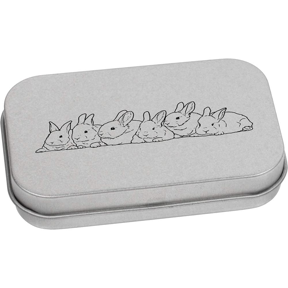 Azeeda 80mm 'Fluffle Of Rabbit Kittens' Metal Hinged Tin/Storage Box (TT00146436)