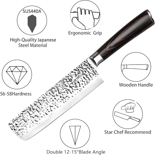 Image of imarku Nakiri Knife, Razor Sharp 7 Inch Multipurpose Vegetable Japanese Chef Knife, High Carbon Stainless Steel Meat Cleaver, Gyutou Knife with Ergonomic Handle, Birthday Gift