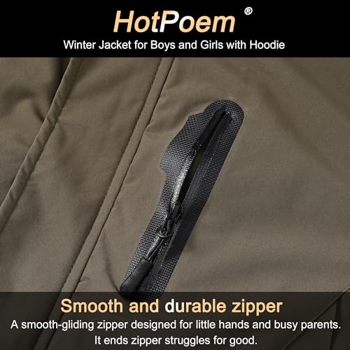 Image of Winter Jacket for Boys and Girls Waterproof Ski Jacket Winter Snow Coat Hooded Fleece Windproof with Zip Pockets