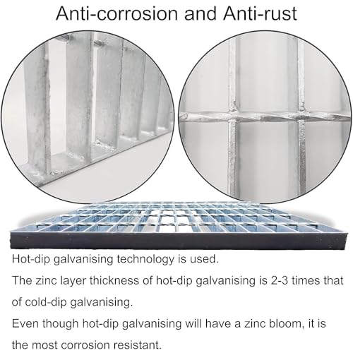 Image of Galvanized Steel Drain Grate, Driveway Channel Cover 32x32 in