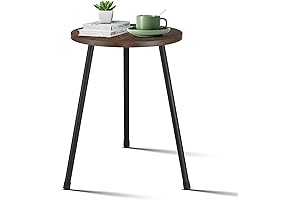 Rustic Brown Round Wood End Accent Side Table