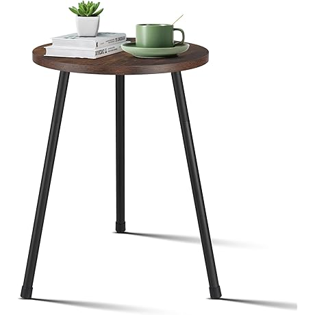 Rustic Brown Round Wood End Accent Side Table