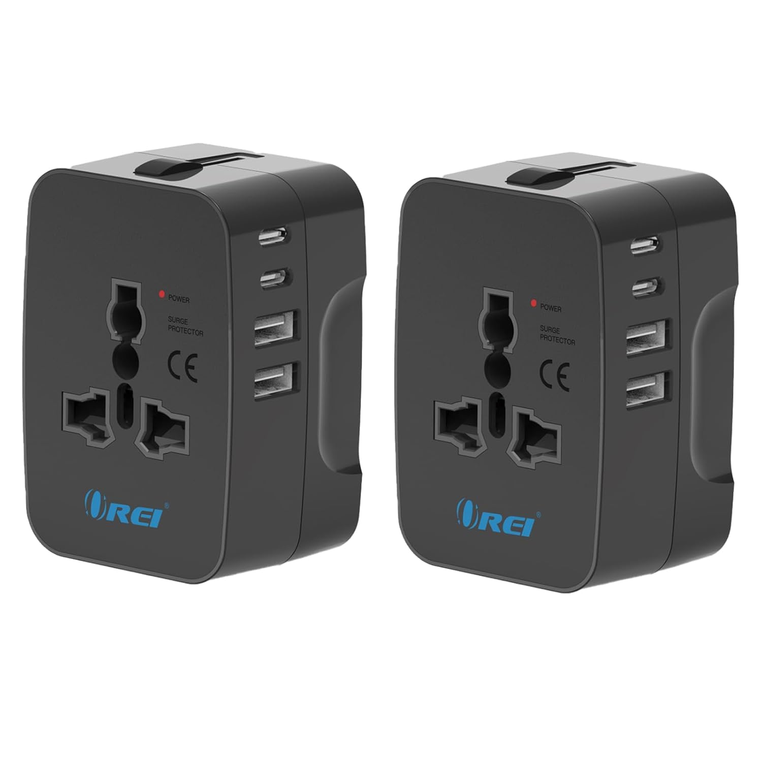 OREI 5 in 1 Universal Travel Adapter with Type C - International Travel Adapter - 2X USB-A and 2X USB-C (3.4A) - Universal Socket for USA, UK, Europe & More – CE, FCC Certified – 2 Pack-image-37