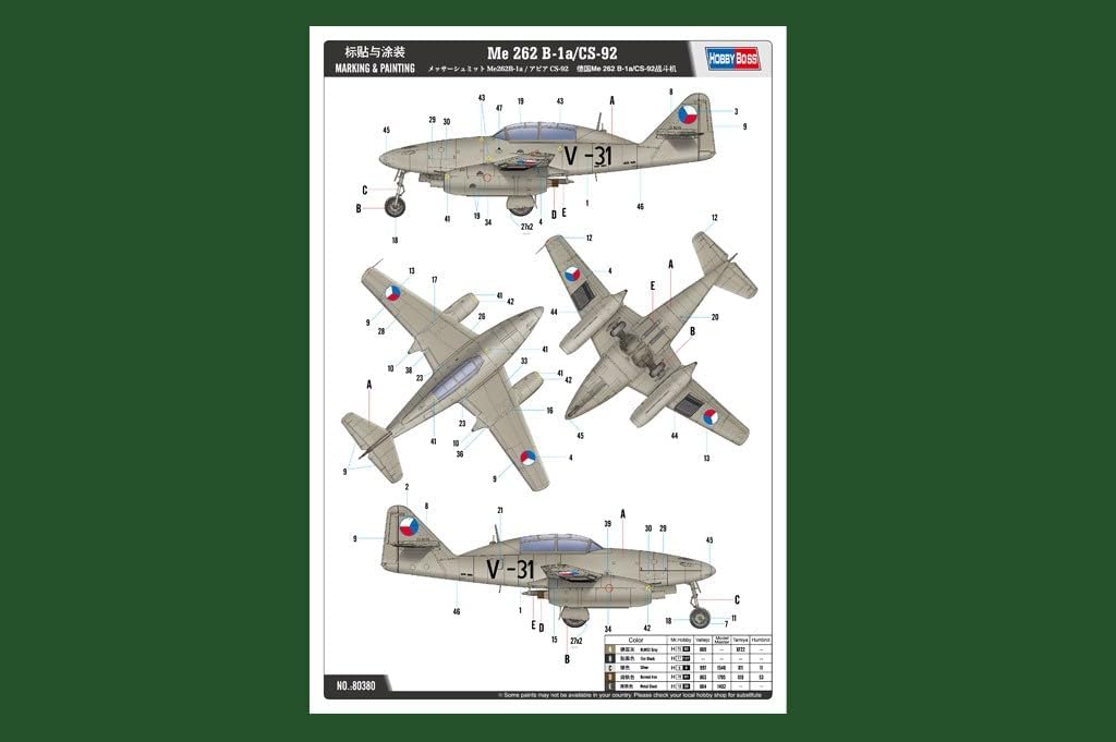 Hobbyboss 80380 "Me 262 B-1a/CS-92 Model Kit, 1:48 Scale