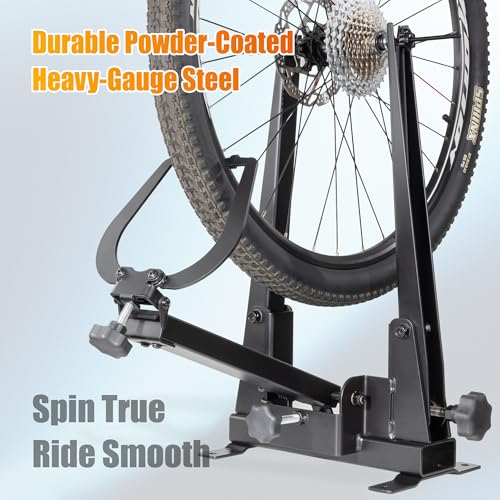 CyclingDeal Bicycle Wheel Truing Stand | Tire Width Up to 5" | Heavy-Duty Bike Wheel Repair Stand & Maintenance Tool for Rim Truing | Fits Wheels up to 29" & 250mm Hub Width