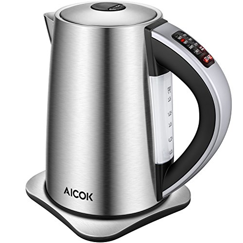 Electric Kettle Temperature Control, AICOK Stainless Steel Tea Kettle with Variable Temp, Cordless