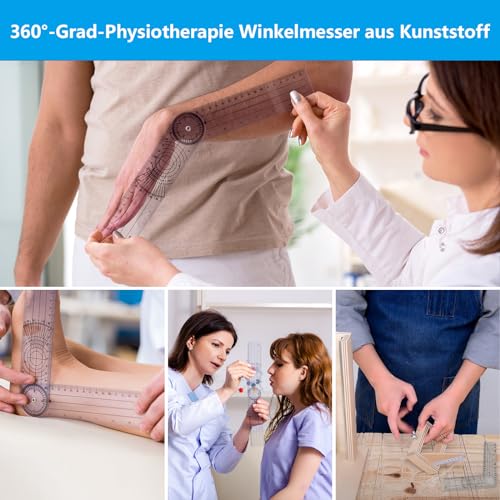 Catelves Winkelmesser, Goniometer Physiotherapie, PVC Medizinischer Winkelmesser 360° Winkel Transparenter Gelenkmesser 38cm Spinal Lineal Winkellineal für Physiotherapie, Sporttherapie