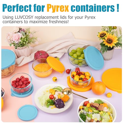 Image of LUVCOSY 7 Cup Silicone Replacement Lids Storage Cover for Pyrex 7402-PC Glass Bowls (Container not Included) 2 Pack Microwave, Dishwasher and Freezer Safe