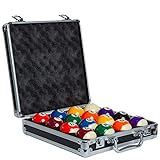Imperium Style Pool Balls Billiard Set - Regulation Size - 17 Pc Professional Pool Set w/Cue Ball and Sleek Black and Silver Case - Multi Colored - Ball Size 2.25' 57.15mm