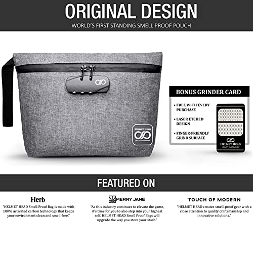 Helmet Head Smell Proof Bag With Combo Lock And Grinder Card, Durable Water Repellent Stash Bag, Medical Bag For Your Mylar Bags And Travel Essentials (New Gray) #TOP1