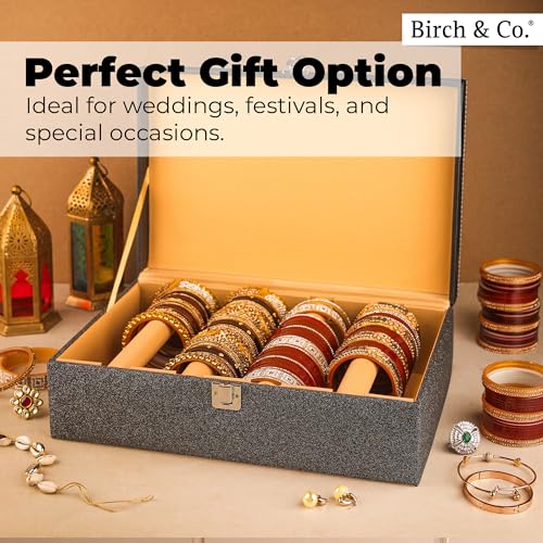 Image of Birch & Co. Bangle Organizer - Bangles Box for Women - Chudi Box for Bridal - Bangle Storage Box for Bride, Durable & Elegant Bangle Holder, Perfect for Weddings & Everyday Use, Large, Black