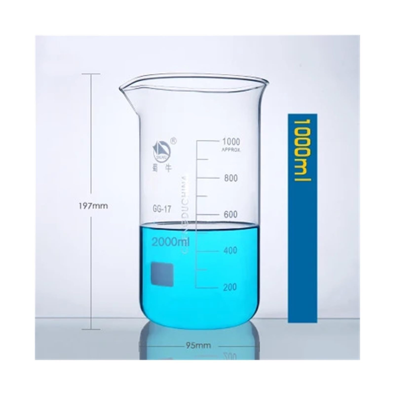 Becher graduato in Vetro borosilicato Alto da Laboratorio, in Forma Alta, Attrezzatura da Laboratorio(600mL 2pcs)