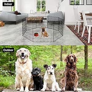   BestPet-Dog-Pen-Dog-Playpen-Puppy-Pet-Playpen-8-Panel-Indoor-Outdoor-Metal-Portable-Folding-Animal-Exercise-Dog-Fence24Black