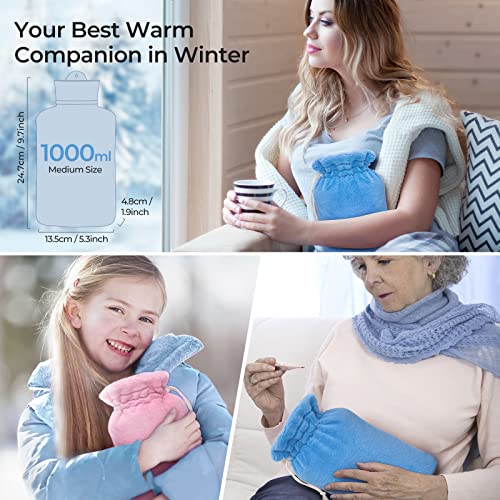 Microwaveable Silicone Hot Water Bottle With Cover(1 Liter), Meetrue Innovative Bpa-Free Silicone Hot Water Bag Hot Water Bottles For Pain Relief, Hot & Cold Therapies-Gift For Women Children Elderly #TOP6