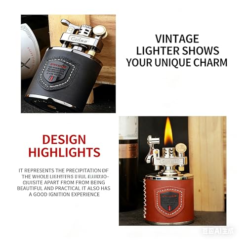 Encendedor de mesa metálico vintage, recargable miniatura 4