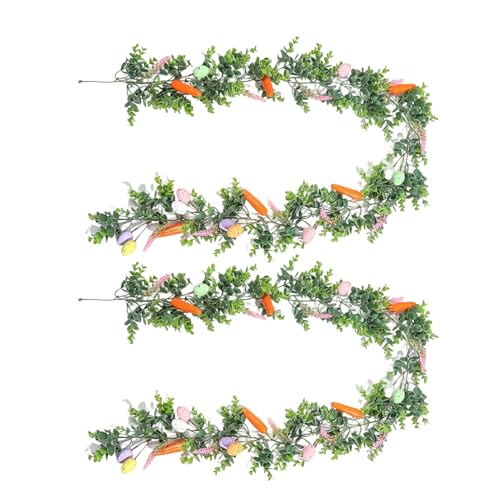 Guirnalda De Puerta De Pascua,2 Piezas De Guirnalda Artificial con Huevos De Pascua | 175 cm Artificiales de Primavera,para Decorar En Hogar Pared Repisa Escaleras