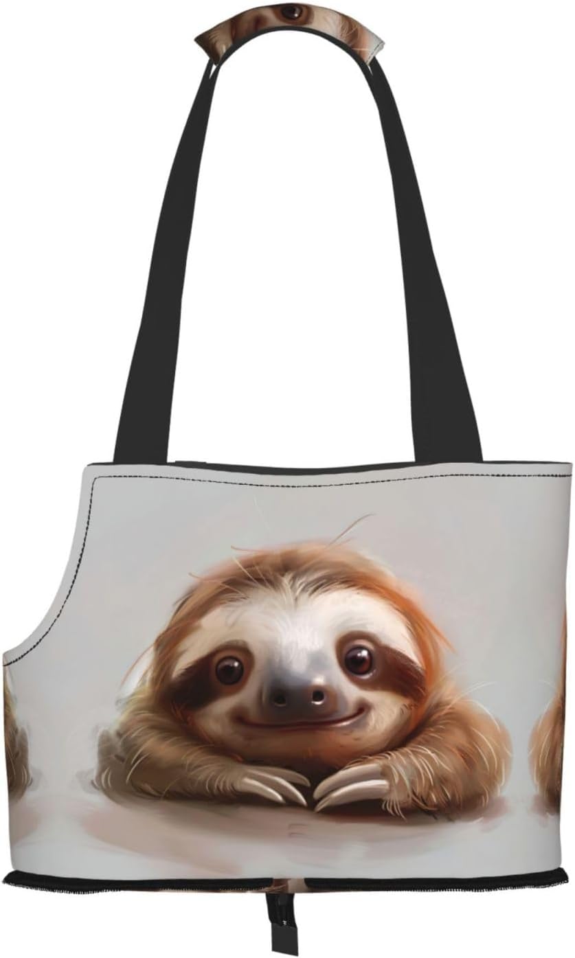 Adorable Sloth Print Portable Foldable Shoulder Bag for Travel,with Collar Hook and Handle Pad,Cute Stylish Design