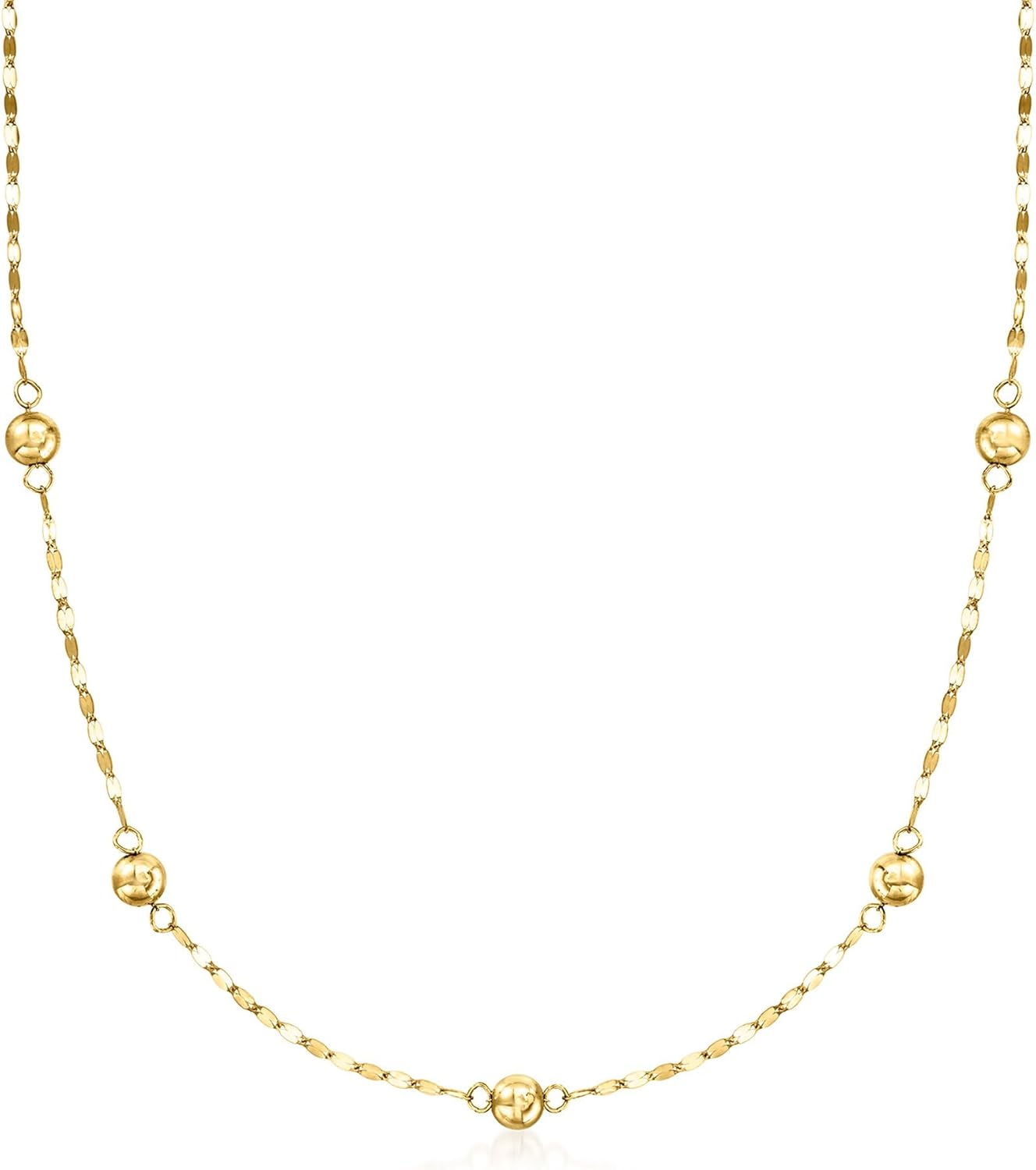 Ross-Simons Italian 14kt Yellow Gold Bead Station Lumachina-Chain Necklace