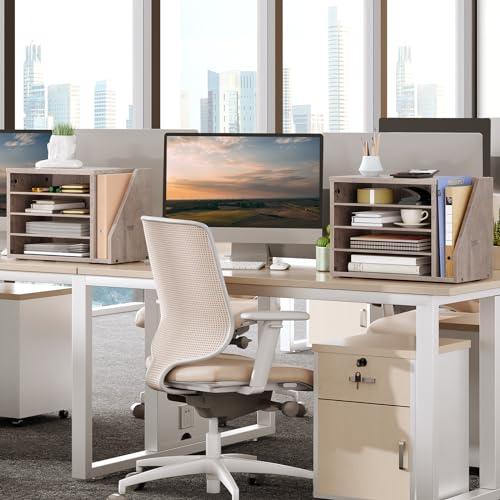 HOOBRO Mail Sorter, Literature Organizer with Adjustable Shelves, Paper Organizer for Office, Home, Wood Countertop Mail Sorter, File Holders, Magazines, Greige BG41WF01N1 - Image 4