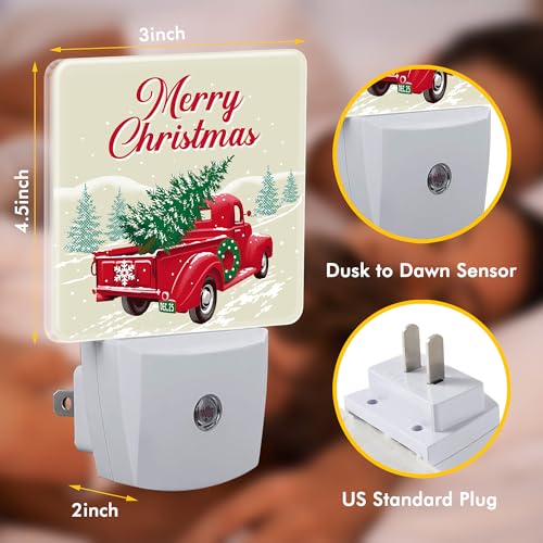 Image of Christmas Truck Rtetro Night Light,Plug into Wall with Dusk to Dawn Light Sensors,LED Nightlights for Bedroom,Bathroom,Kitchen,Hallway,Room Decor for Boys Girls Women Men