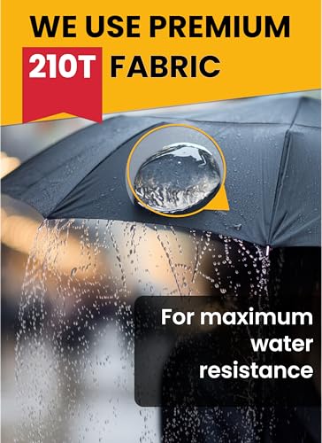 Premium Umbrellas for Rain Windproof Travel Automatic Open Close Large Canopy with Compact Folding Strong Lightweight Portable Umbrella for Car Backpack, Womens & Mens Umbrella - Black 5